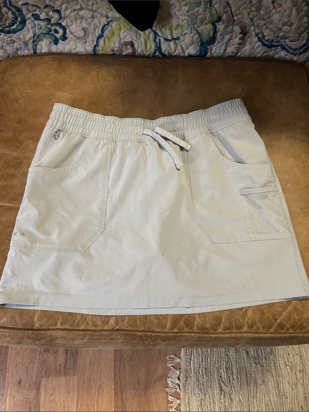 Women's Casual Drawstring Utility Skirt - light gray